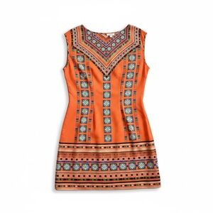 Elegant Orange Geometric Mini Dress